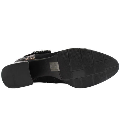 Loretta Vitale C3849 Women's Black Suede Ankle with Heel Detail Boots